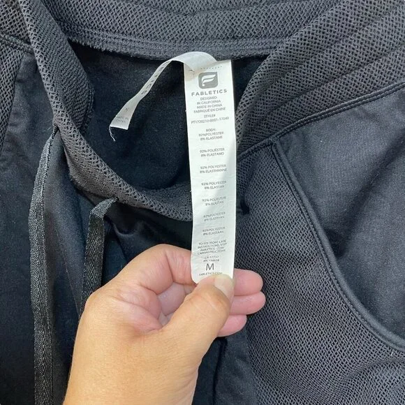 Fabletics Jogger Pants Womens Black Mesh Lined Drawstring Elastic Waist Sheer M - Picture 4 of 8